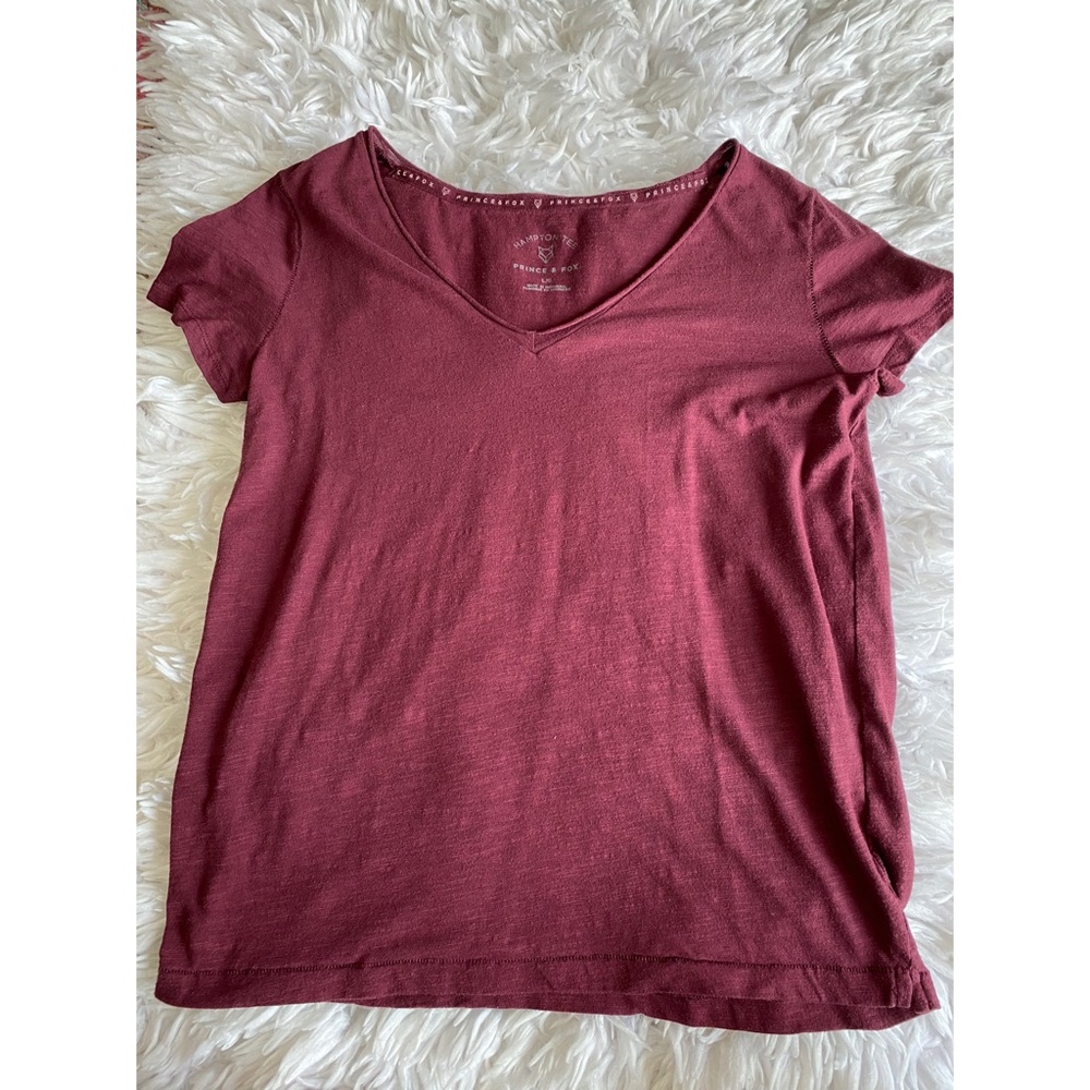 Maroon V-Neck Tee - Picture 2 of 3